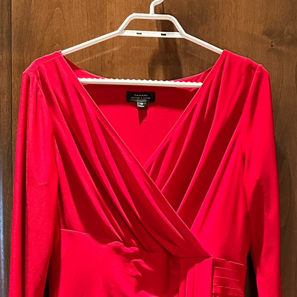 Red TAHARI Faux Wrap Dress Perfect for your Holiday Parties - Picture 1 of 5